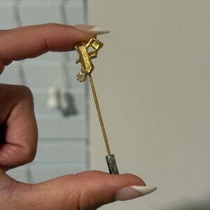 Vintage “P” Stick Pin with Clear Stone